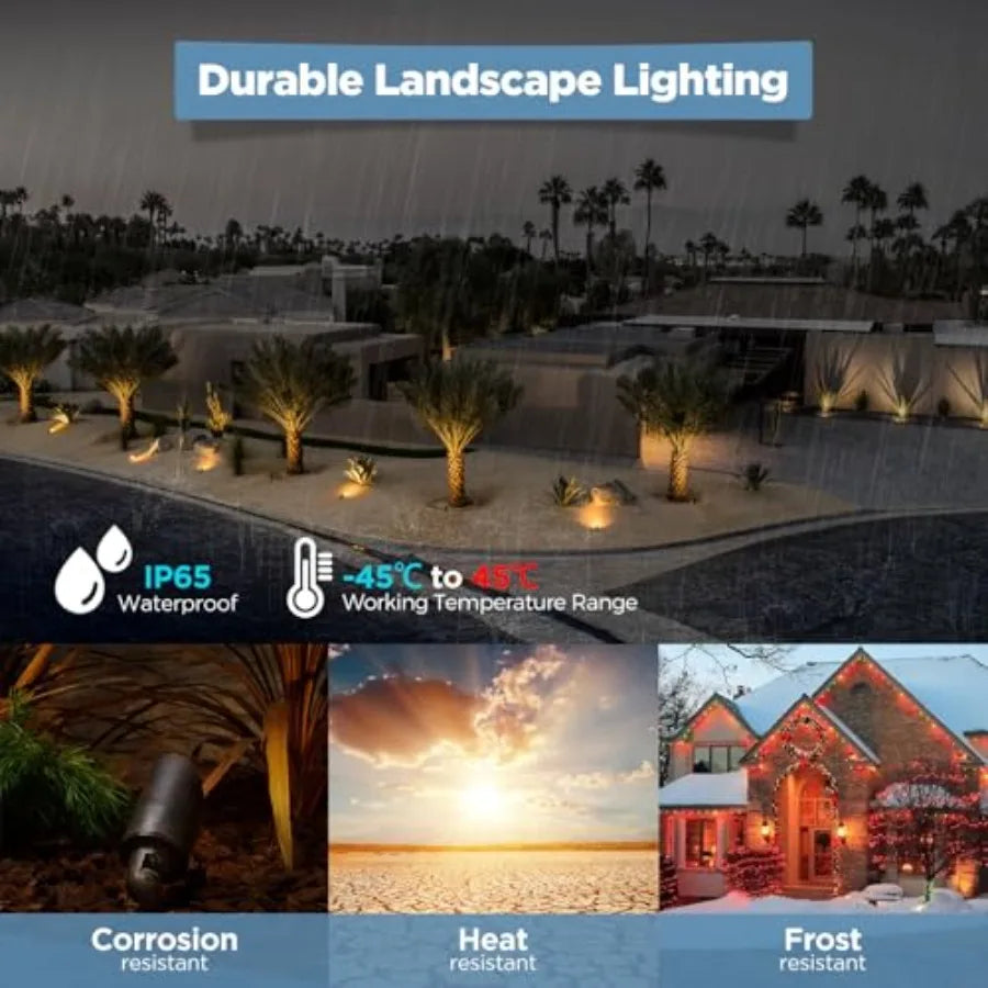 Solid Brass Outdoor Landscape Spotlight, 12V Low Voltage LED, Waterproof