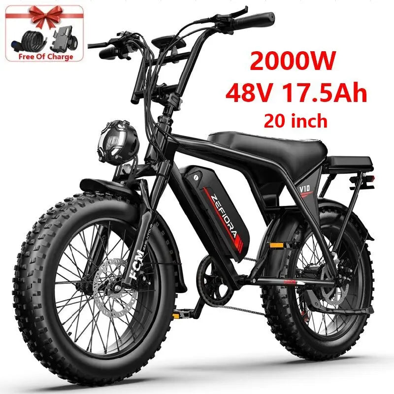ZEFIORA 2000W Electric Bicycle With 48V Battery Brushless Motor
