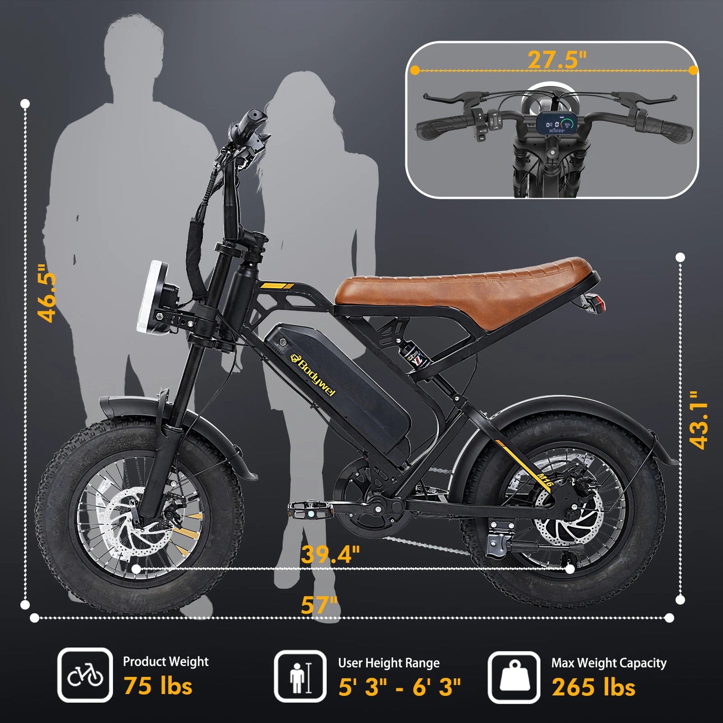 Bodywel M16 Off Road Electric Bike 1500W Motor 48V Battery