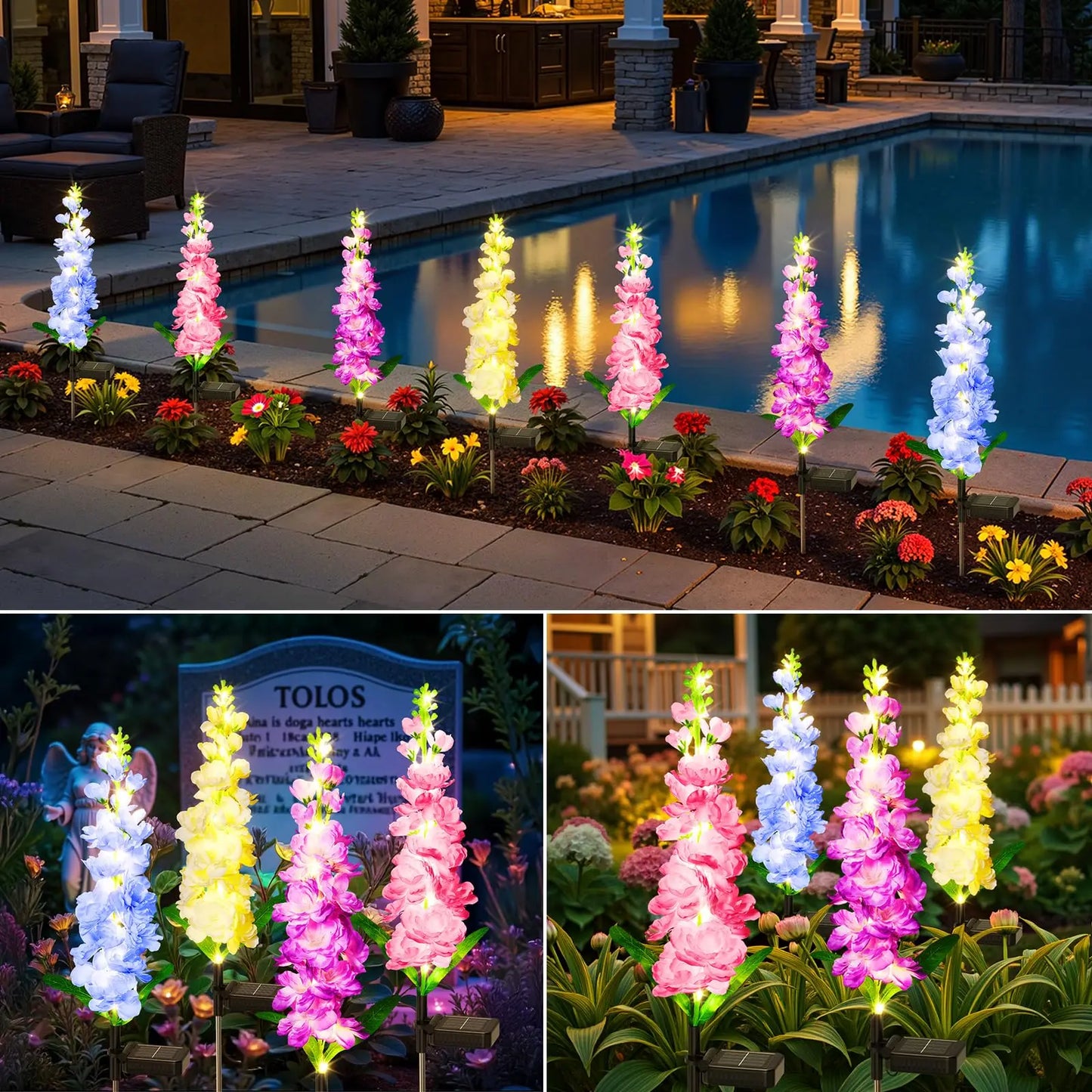 Solar Garden Flower Lights Waterproof LED For Patio Decoration
