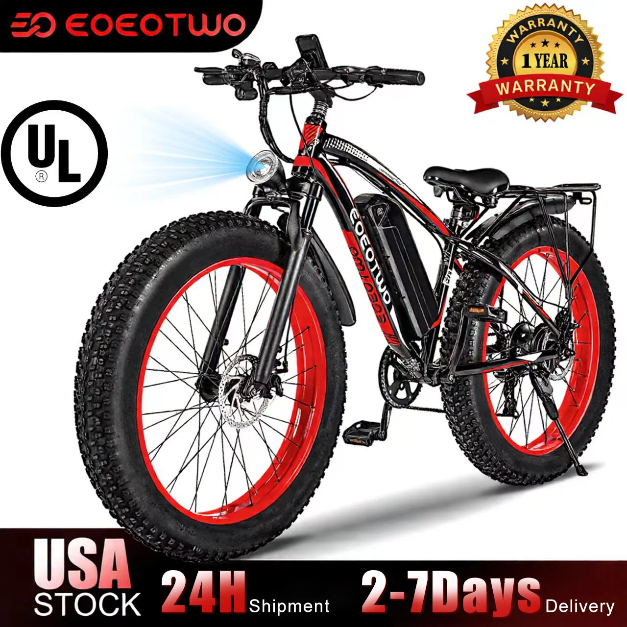 EOEOTWOC Electric Fat Tire Mountain Ebike 1500W 34MPH 48V 15Ah Aluminum