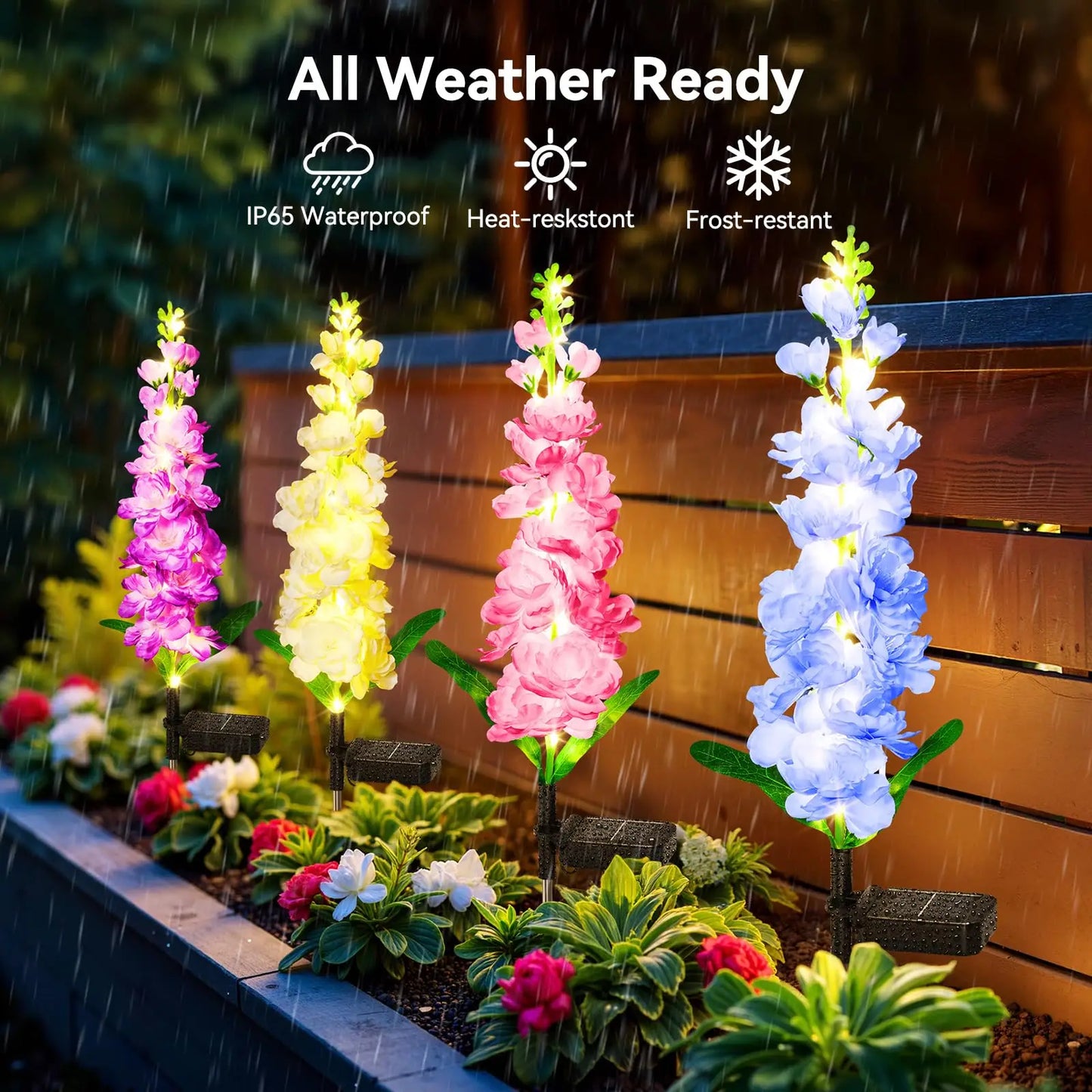 Solar Garden Flower Lights Waterproof LED For Patio Decoration