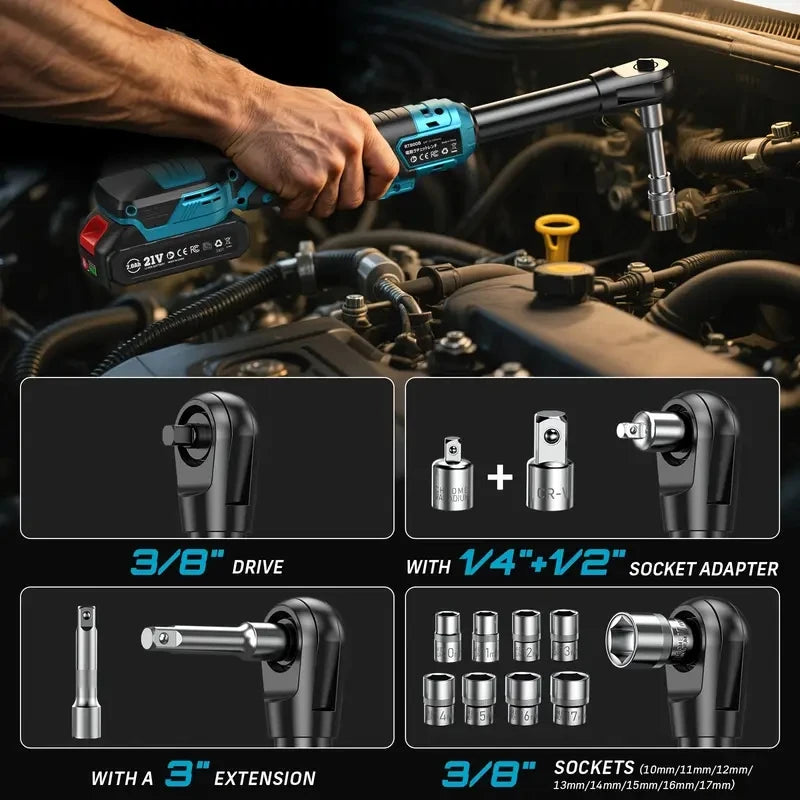 Seesii 21V Cordless Electric Wrench 80Nm Torque Rechargeable