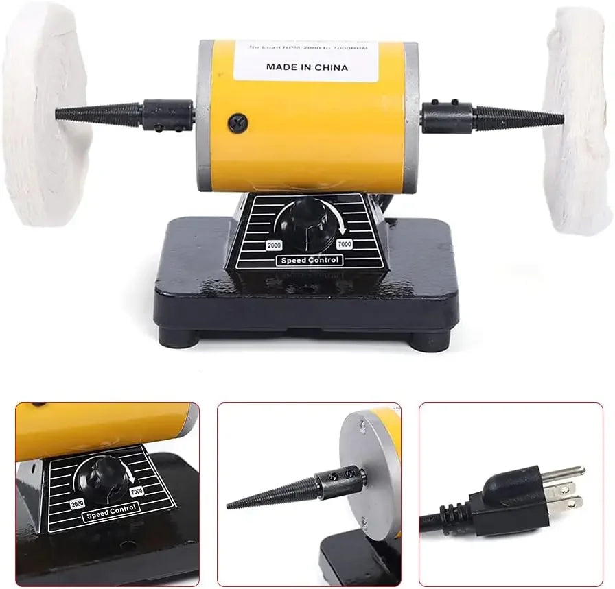 CNCEST Jewelry Polisher Bench Grinder 200W 2000 To 7000RPM