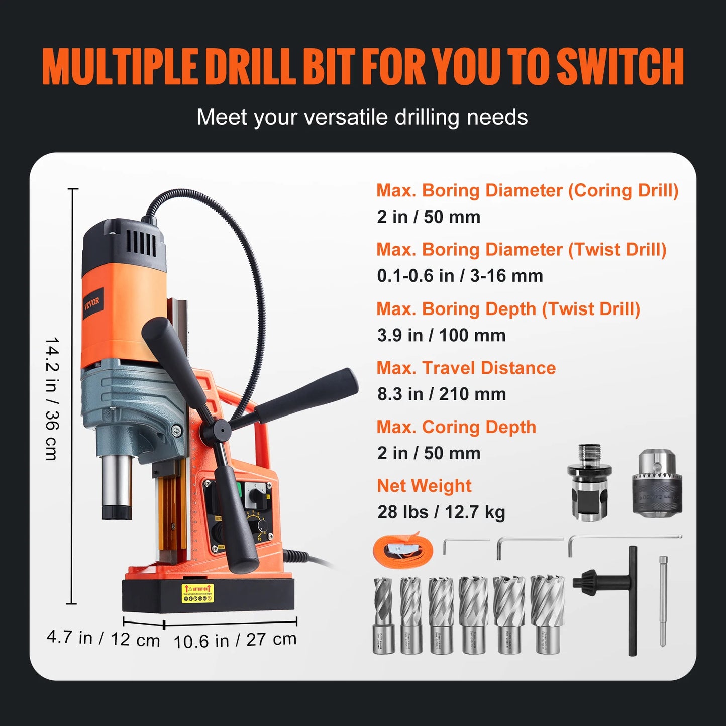 SucceBuy Magnetic Drill Press 1300W 1400W Electric Drill
