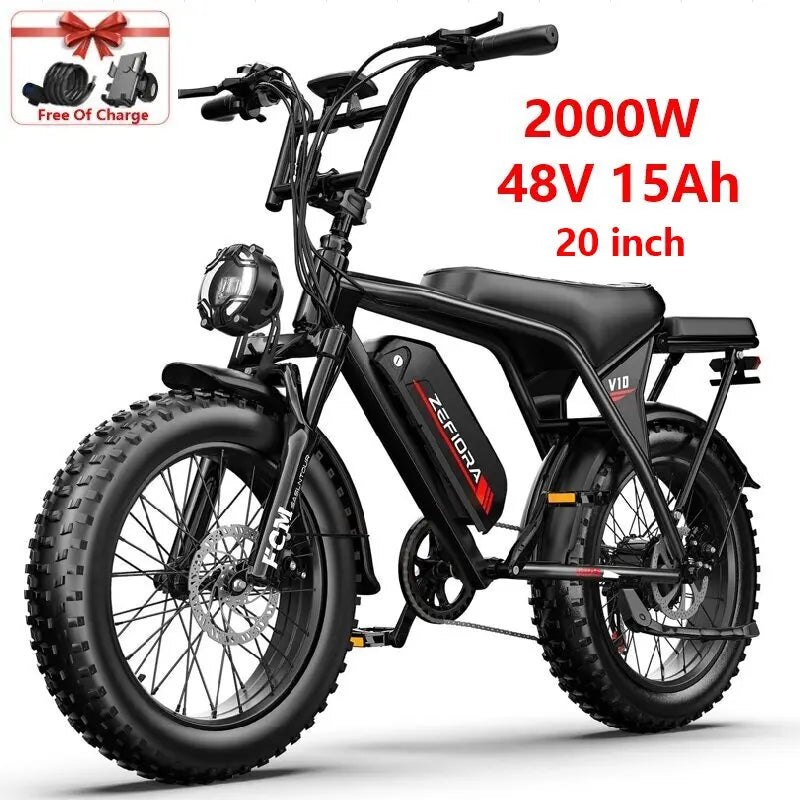 ZEFIORA 2000W Electric Bicycle With 48V Battery Brushless Motor