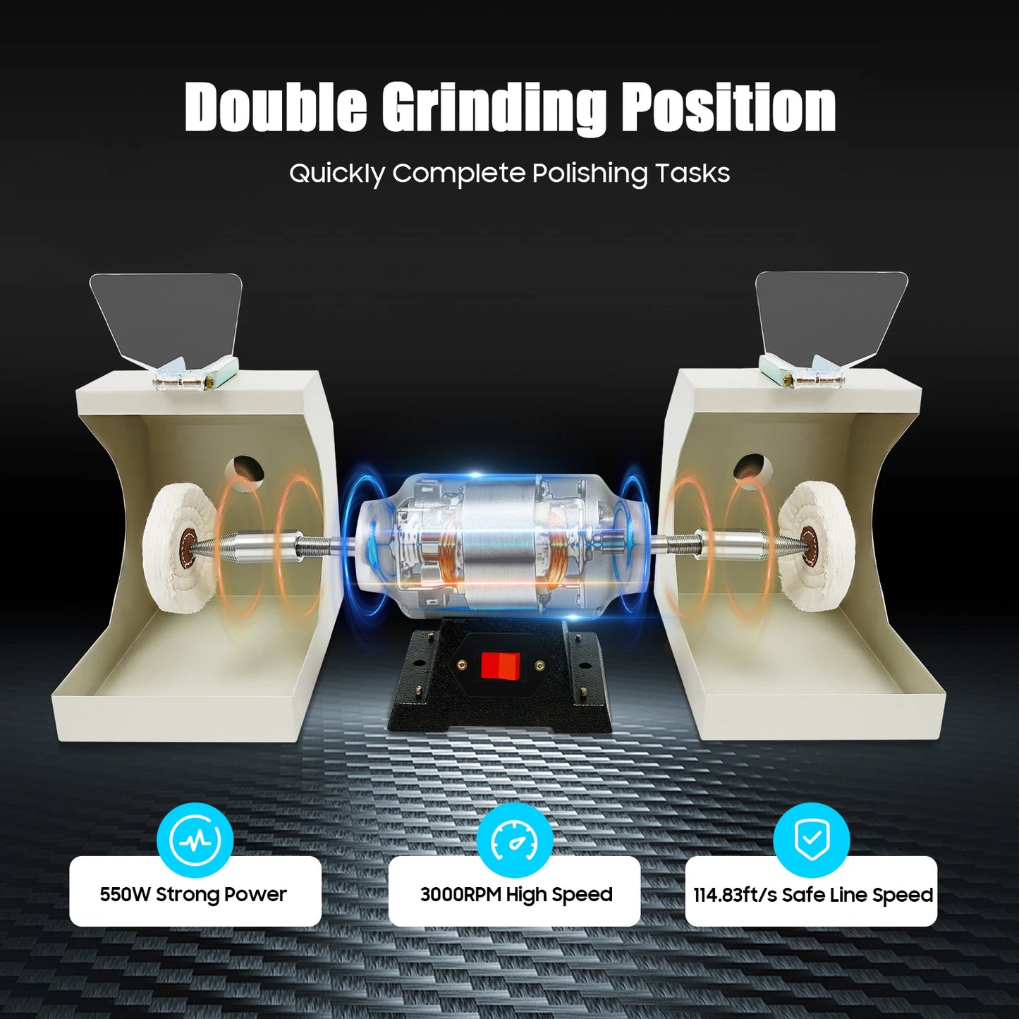 110V 550W Dual Head Polishing Machine for Jewelry and Woodworking