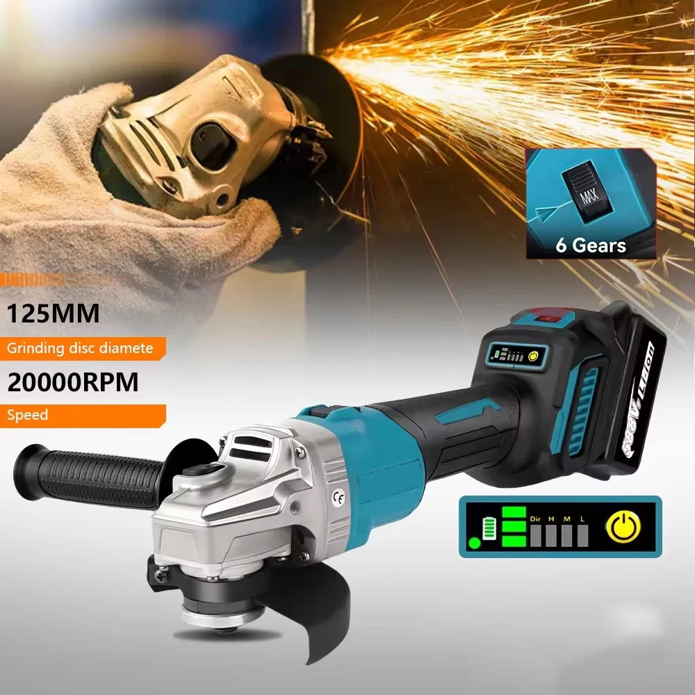 Brushless Cordless 18V Angle Grinder Power Tool Cutting Polishing