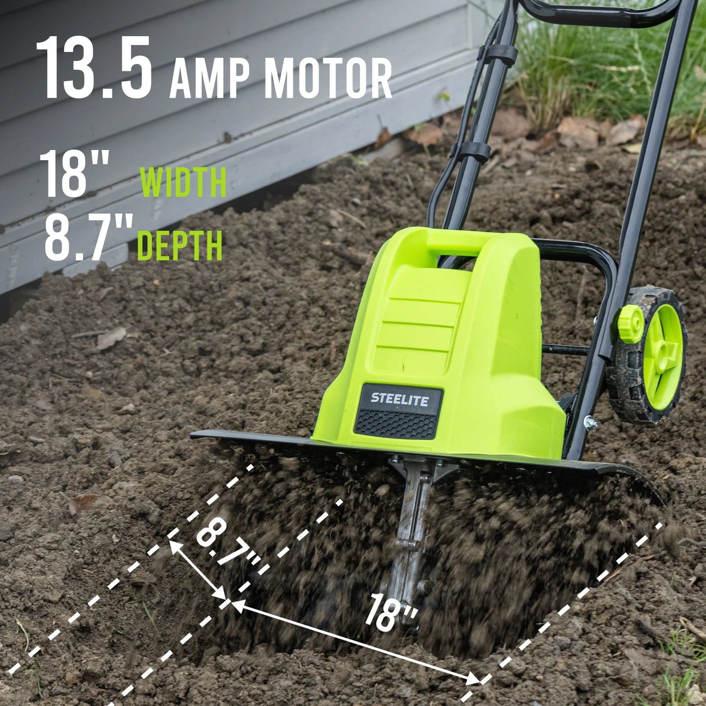Deli 13.5-Amp Corded Electric Tiller For Garden Cultivation Soil Loosening
