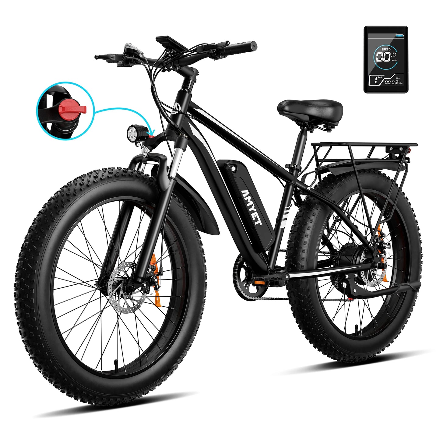 AMYET EB26 Electric Fat Tire Mountain Ebike 1500W 720Wh