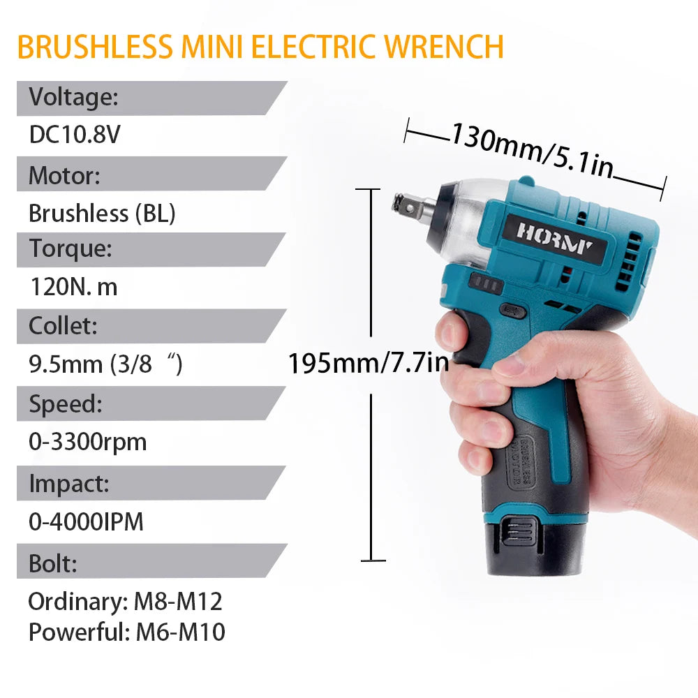KingHui 10.8V Brushless Cordless Ratchet Wrench 120Nm