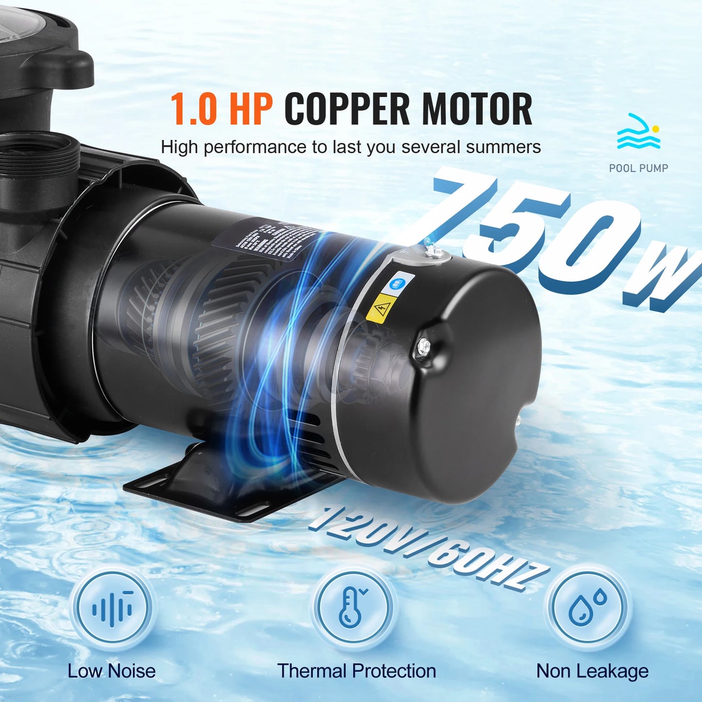 SucceBuy Above Ground Pool Pump 1HP 2HP With Filter Basket