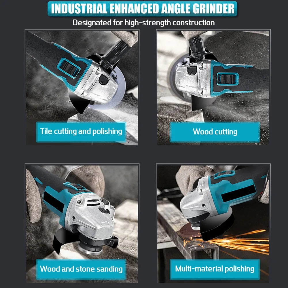 Brushless Cordless 18V Angle Grinder Power Tool Cutting Polishing