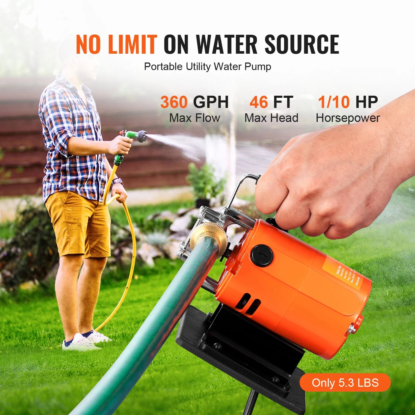 SucceBuy Water Transfer Pump 120V 360GPH Portable Utility Pump