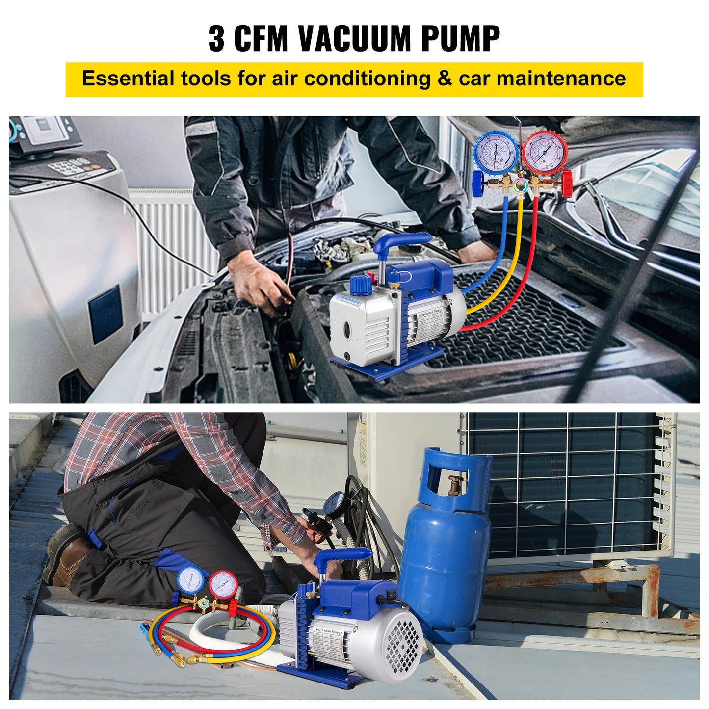 SucceBuy 3CFM 1/4HP Single Stage Vacuum Pump For HVAC R134a