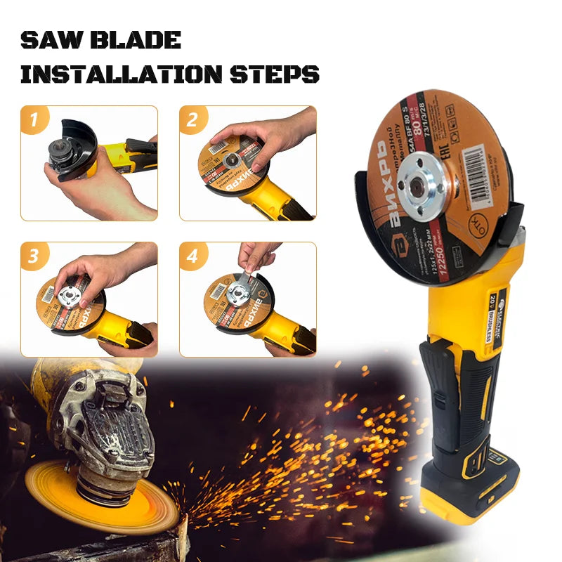 Electric Goddess Brushless Cordless Angle Grinder 21V Battery Included
