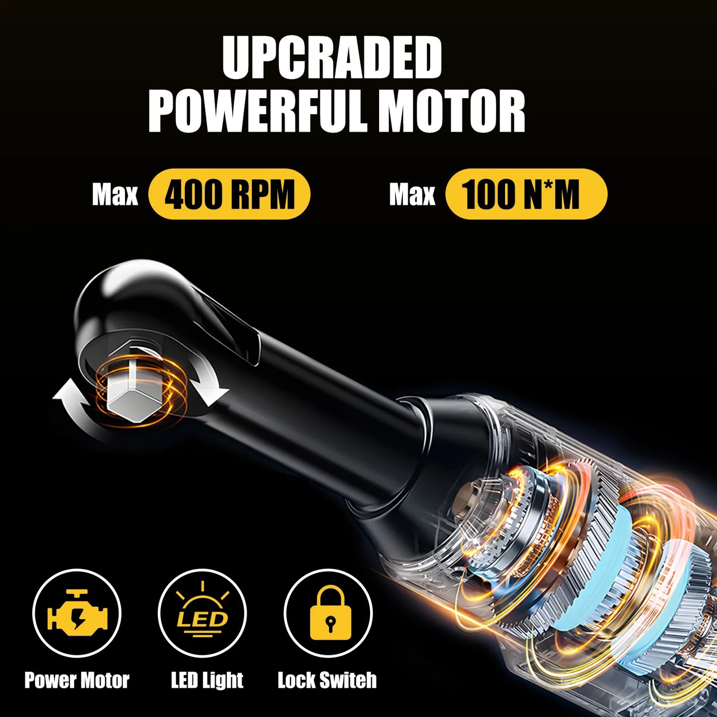TEGATOK 20V Cordless Electric Ratchet Wrench For Car Repair