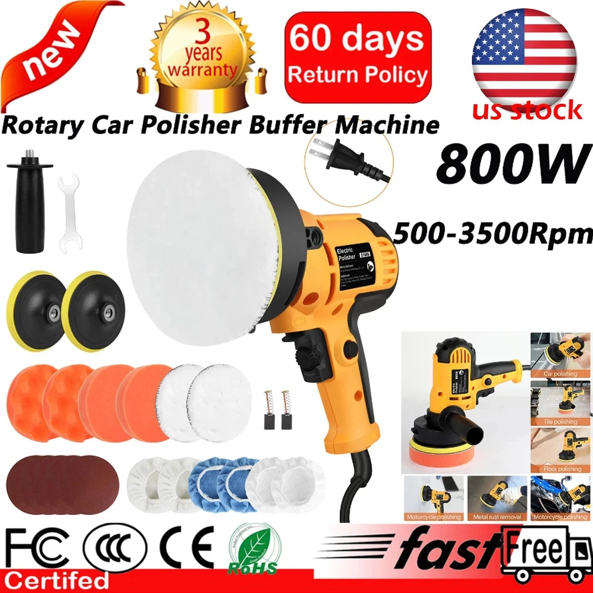 Xiaotree Car Polisher Machine 500W 110V Buffing Kit