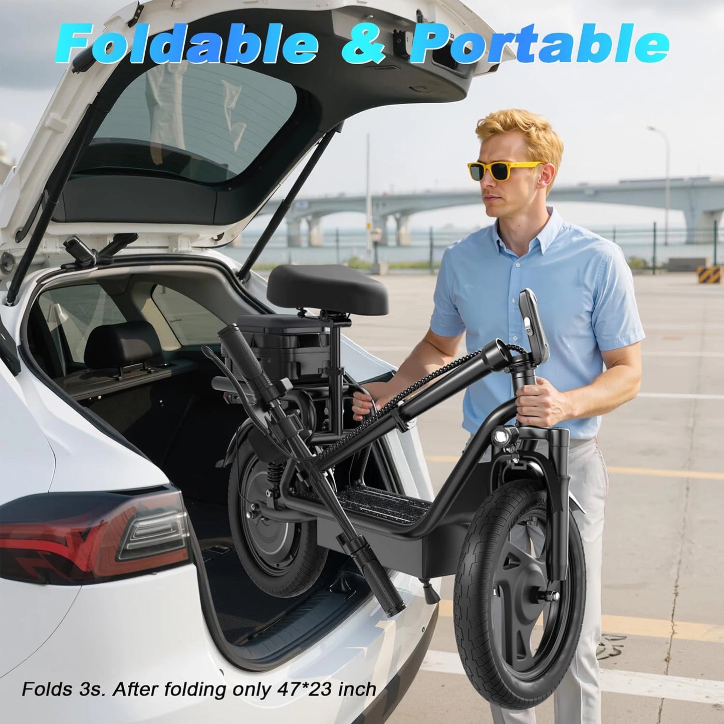 AOVOPRO Electric Folding Ebike With Dual Suspension 500W