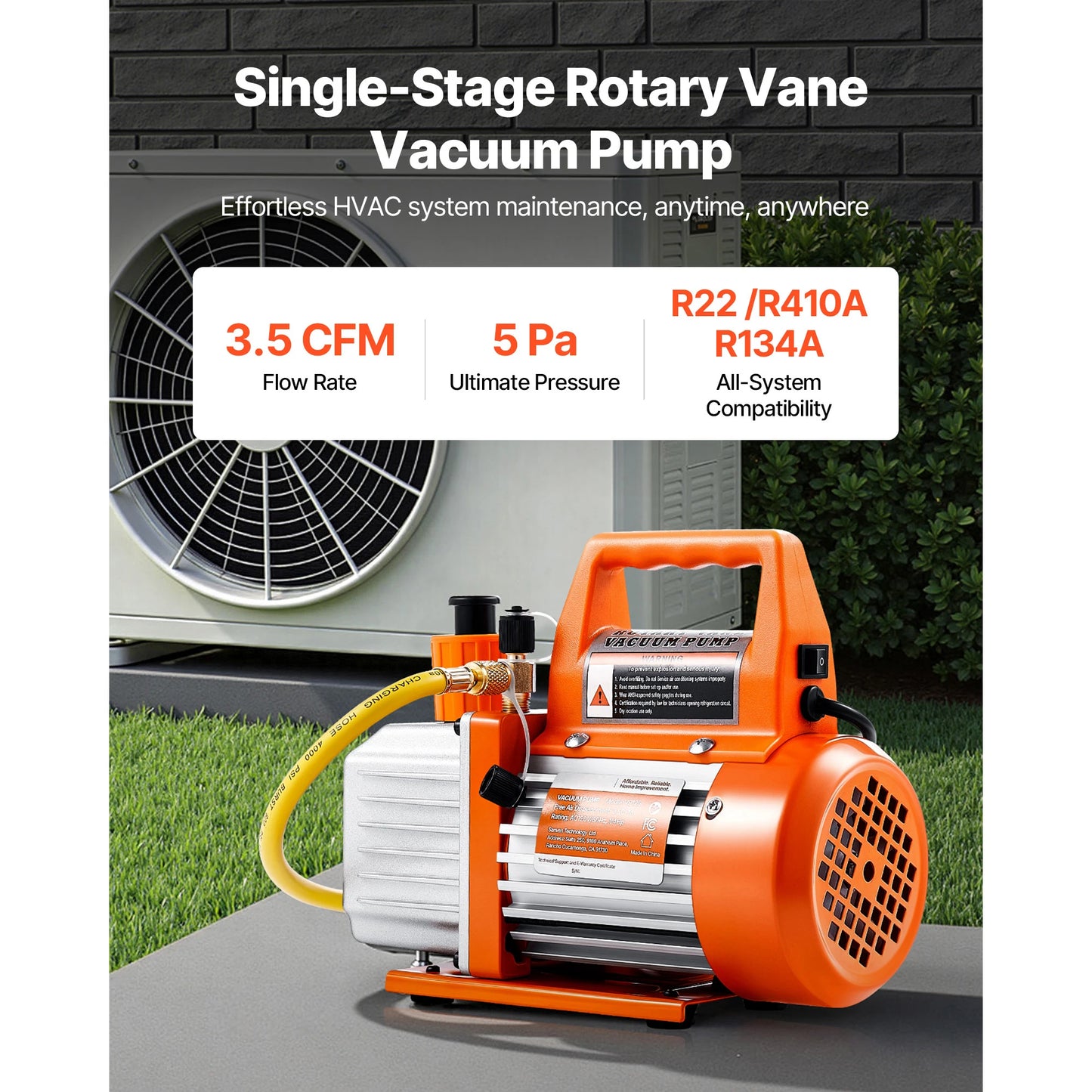 SucceBuy 3.5 CFM Vacuum Pump and Oil Bottle for R134a