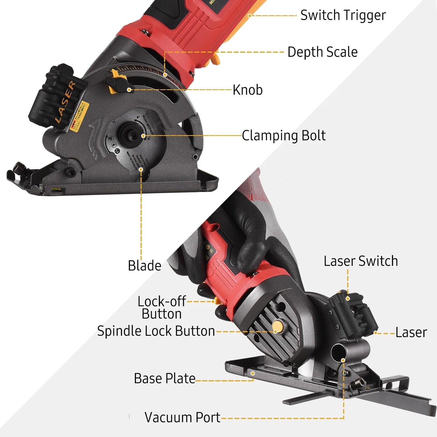 KKMOON 580W Circular Saw Corded Compact With Laser Guide