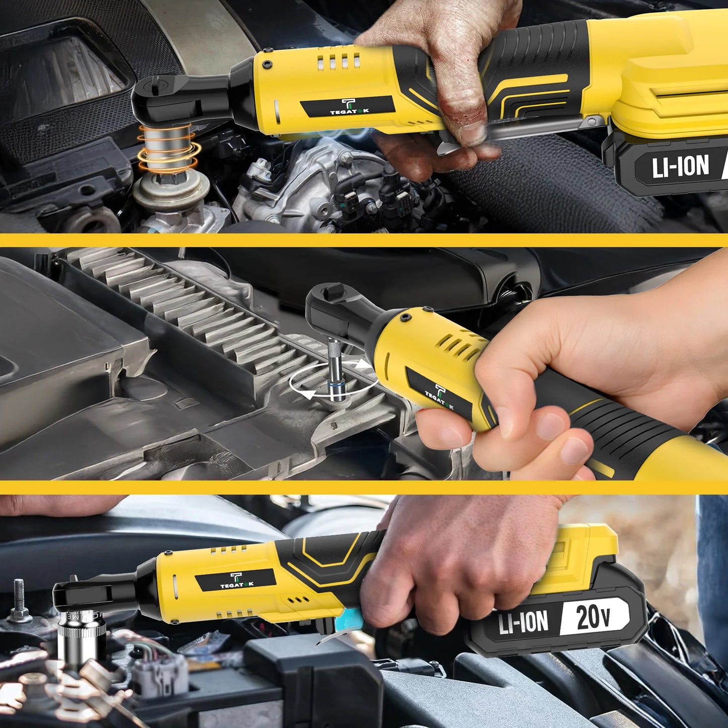 TEGATOK 20V Cordless Electric Ratchet Wrench For Car Repair