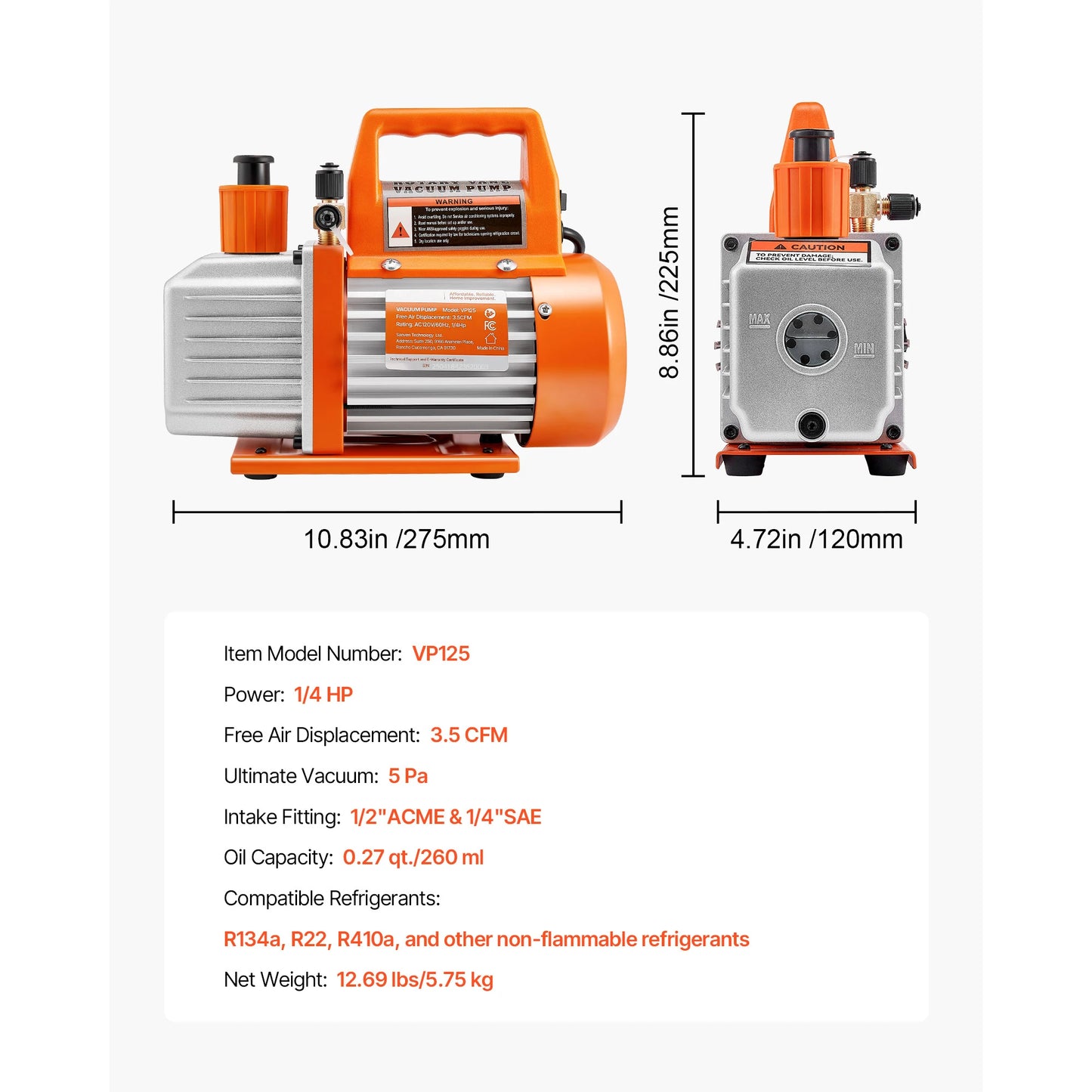SucceBuy 3.5 CFM Vacuum Pump and Oil Bottle for R134a