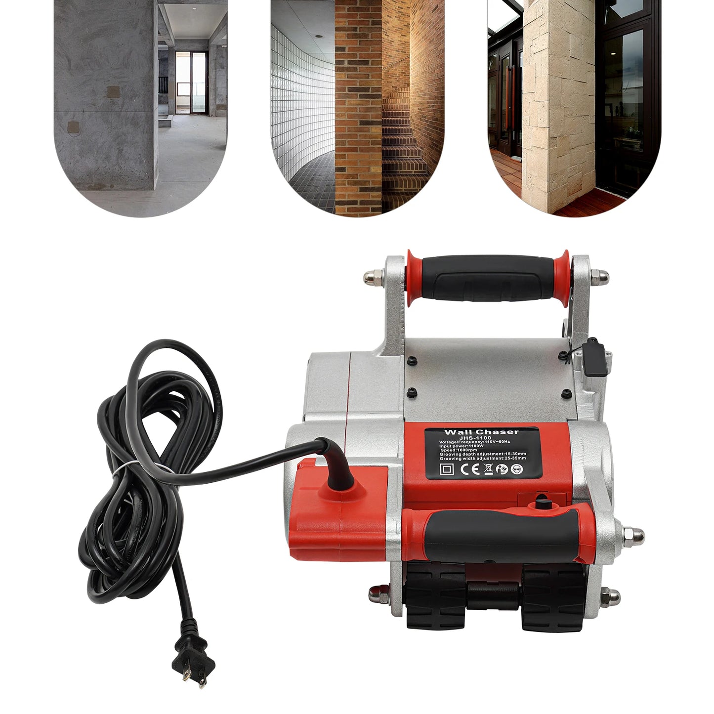 CNCEST 1100W Wall Chaser Slotting Machine Concrete Grooving Tool