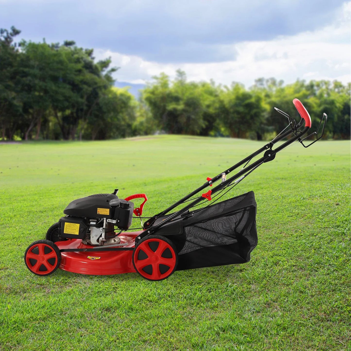 CNCEST Self Propelled Gas Lawn Mower With Grass Bag