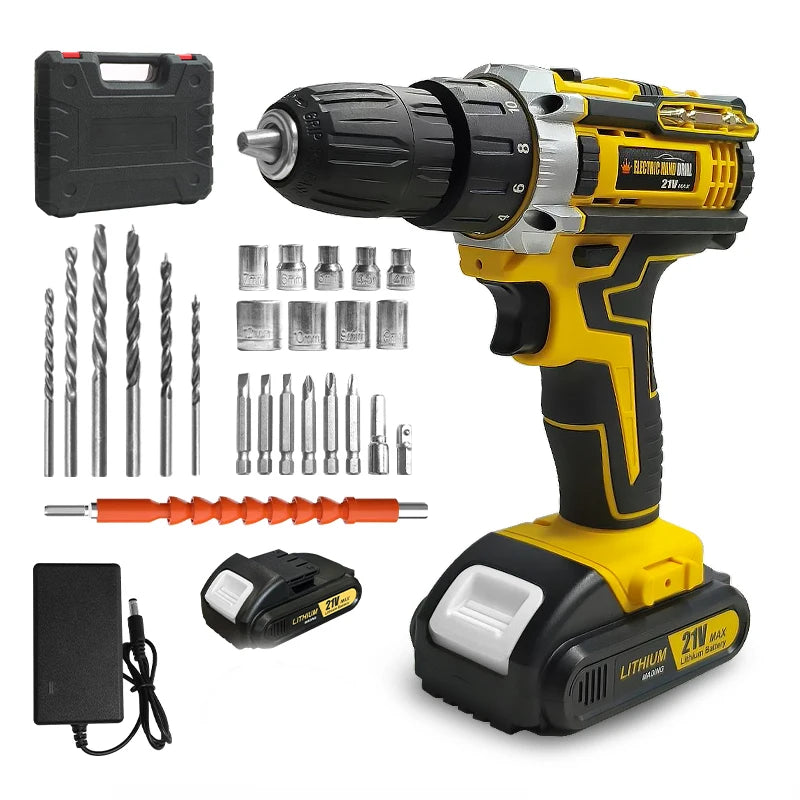21V Cordless Drill Set With Multi Function Electric Screwdriver