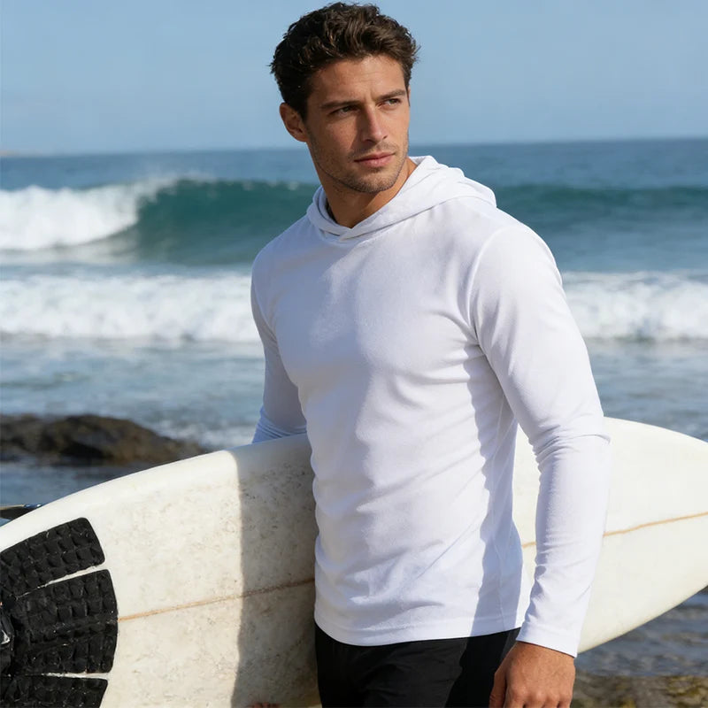Men's Hooded Long Sleeve Sports T Shirt Pack Breathable Running