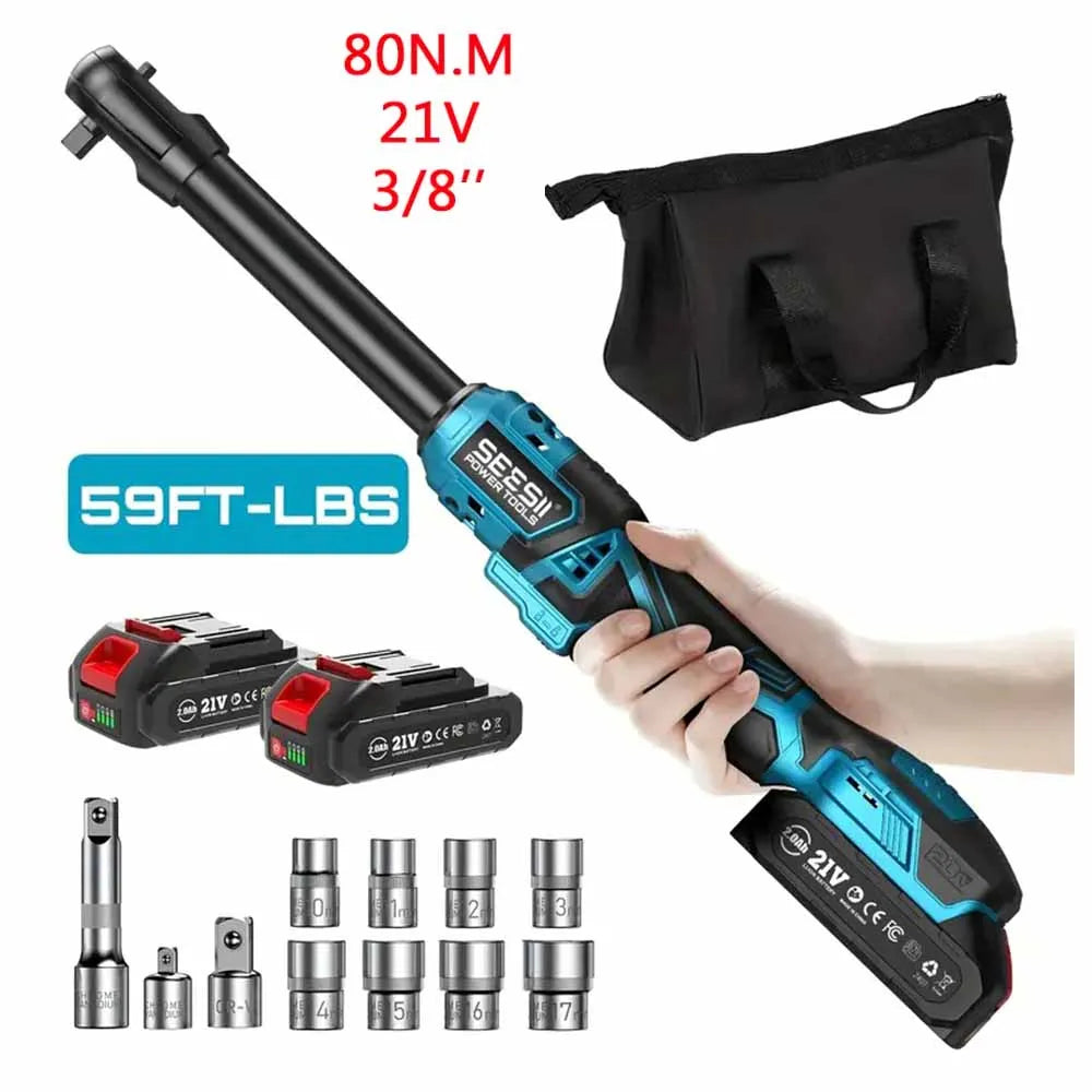 Seesii 21V Cordless Electric Wrench 80Nm Torque Rechargeable