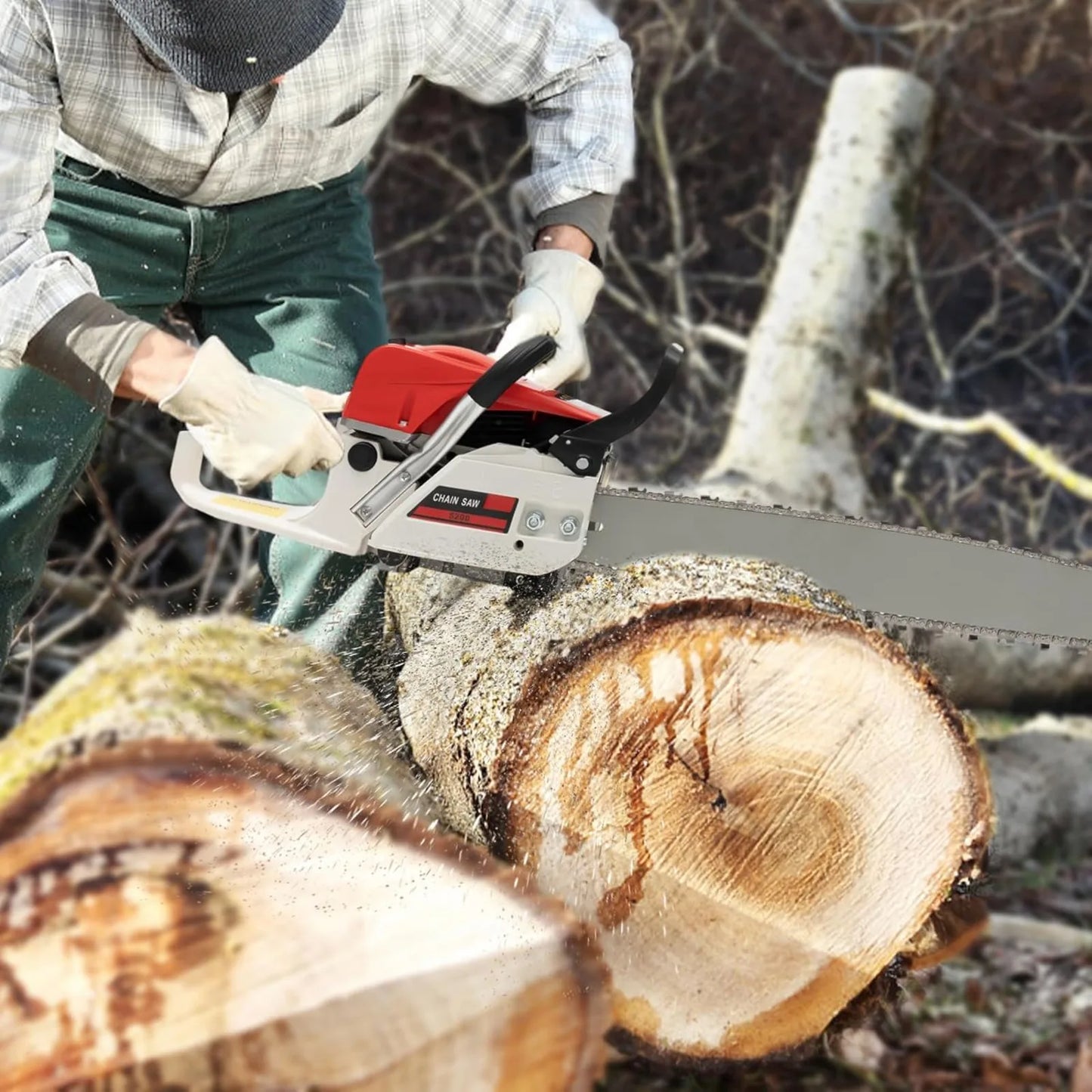 NONED 52cc Gas Chainsaw 2 Stroke Portable Wood Cutting Tool