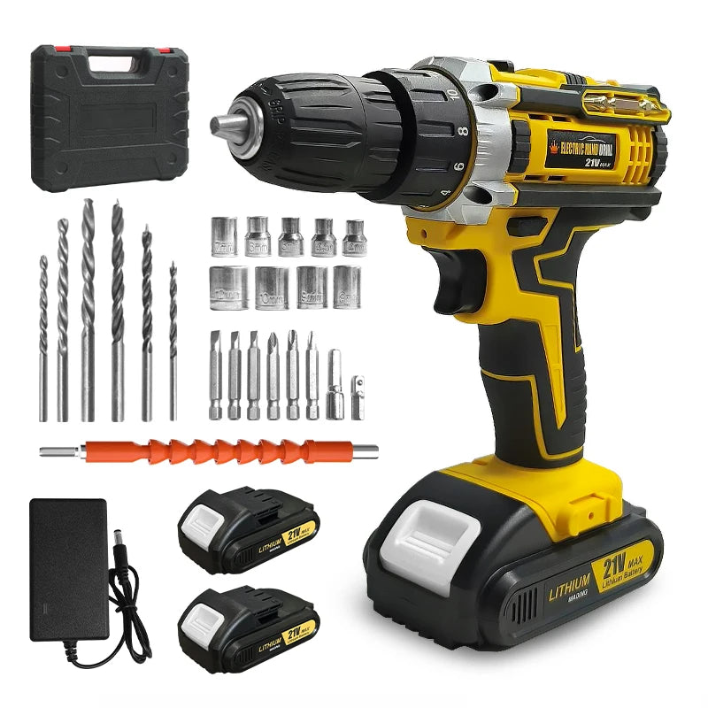 21V Cordless Drill Set With Multi Function Electric Screwdriver