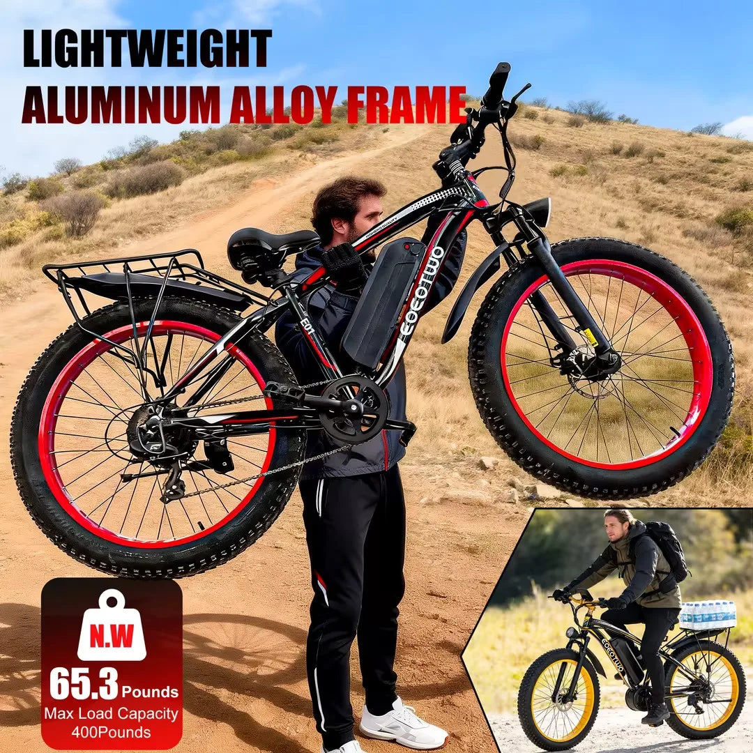 EOEOTWOC Electric Fat Tire Mountain Ebike 1500W 34MPH 48V 15Ah Aluminum