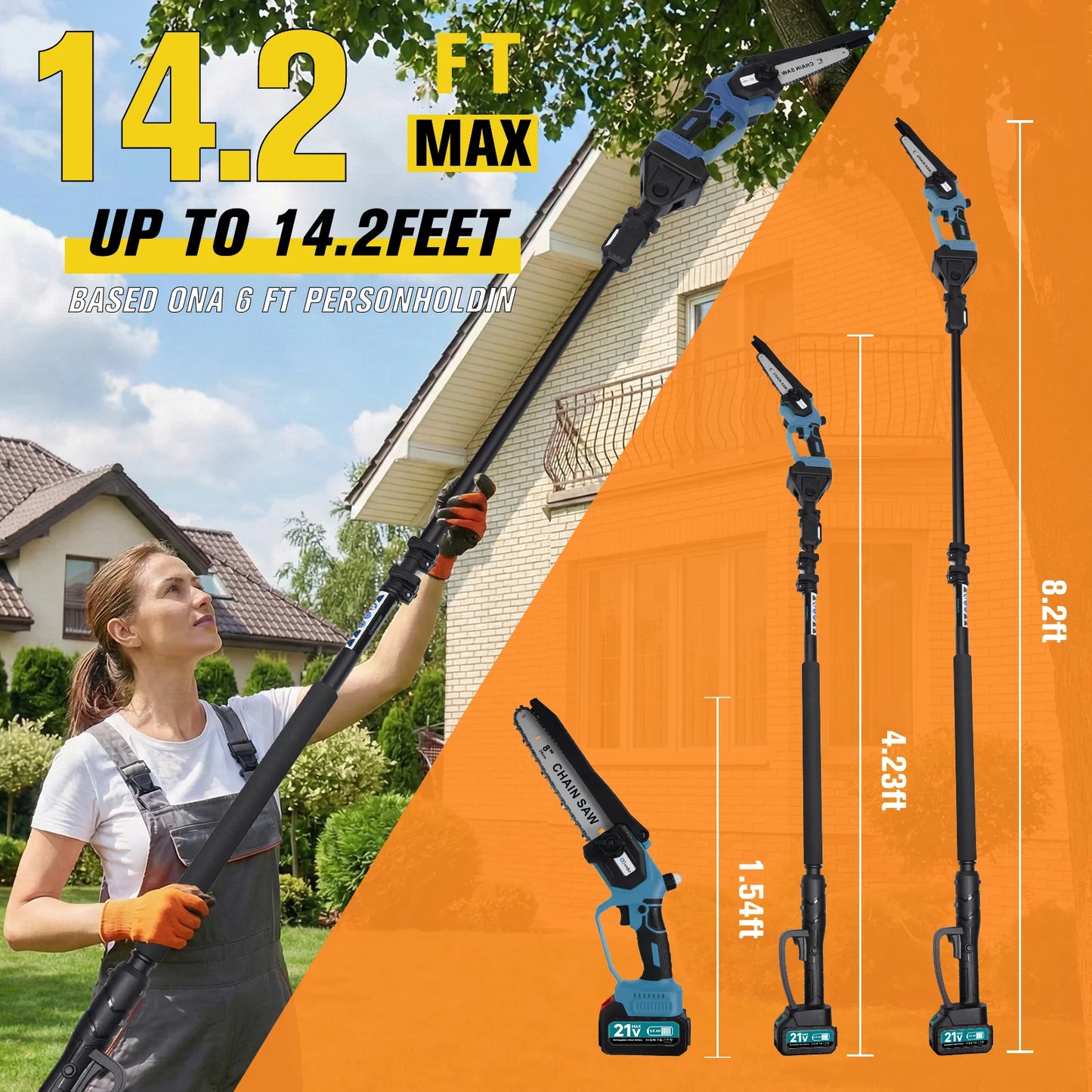 2 In 1 Cordless Pole Saw And Mini Chainsaw For Branch Cutting
