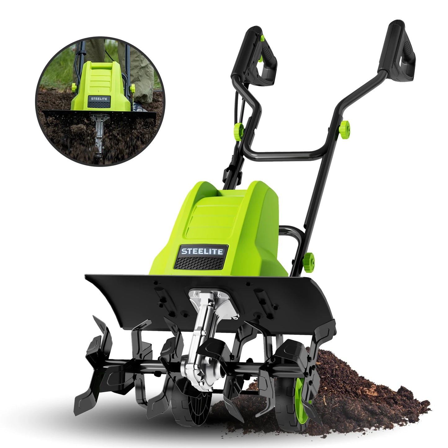 Deli 13.5-Amp Corded Electric Tiller For Garden Cultivation Soil Loosening