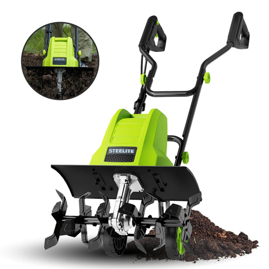Deli 13.5-Amp Corded Electric Tiller For Garden Cultivation Soil Loosening