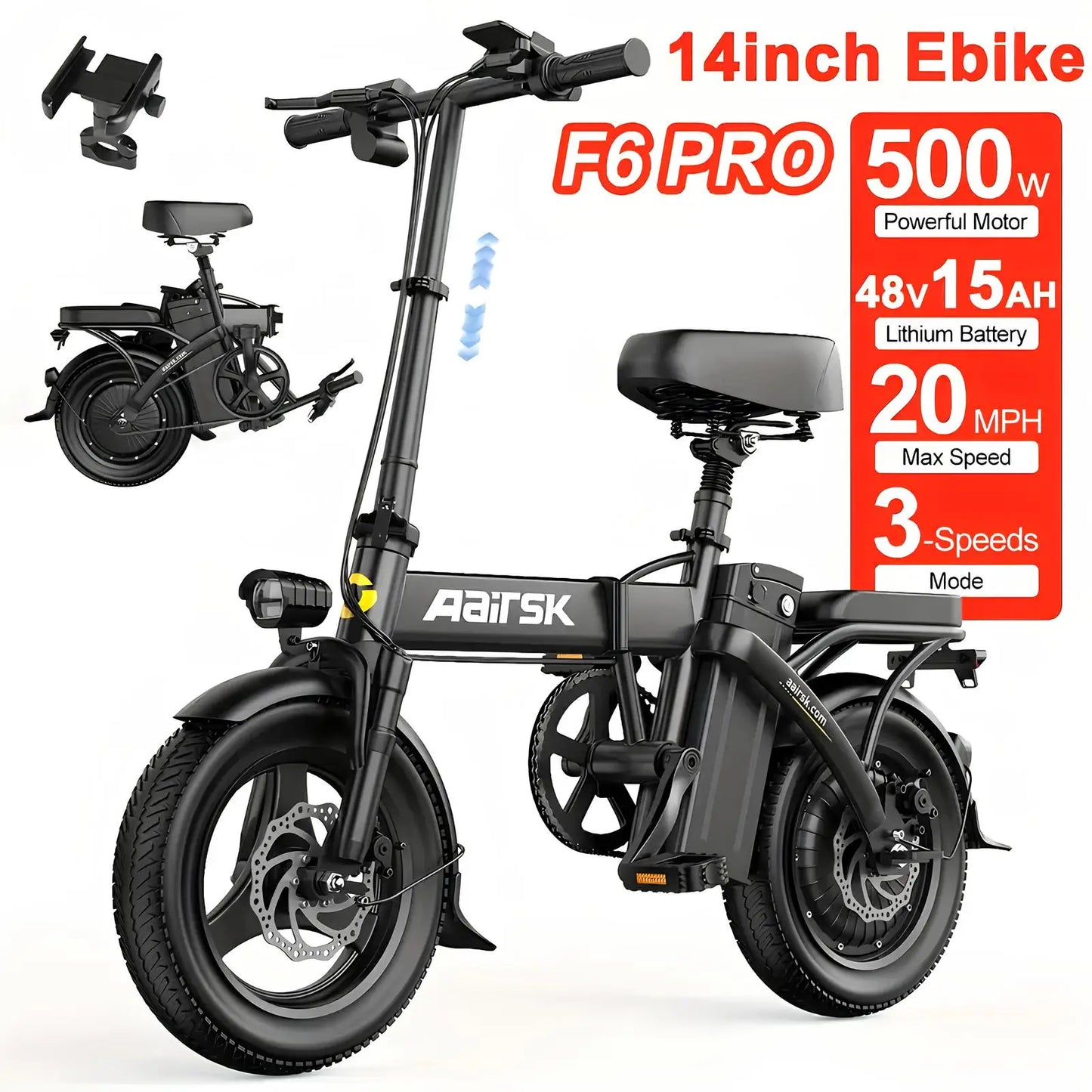 EOEOTWOC Electric Fat Tire Mountain Ebike 1500W 34MPH 48V 15Ah Aluminum