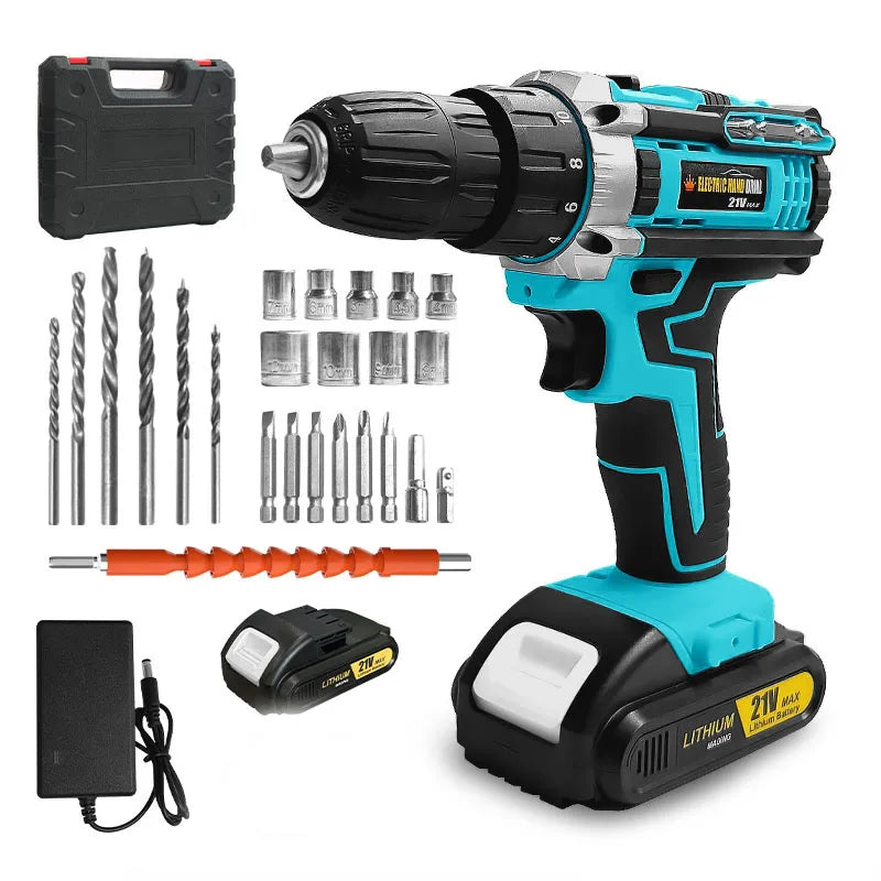 21V Cordless Drill Set With Multi Function Electric Screwdriver