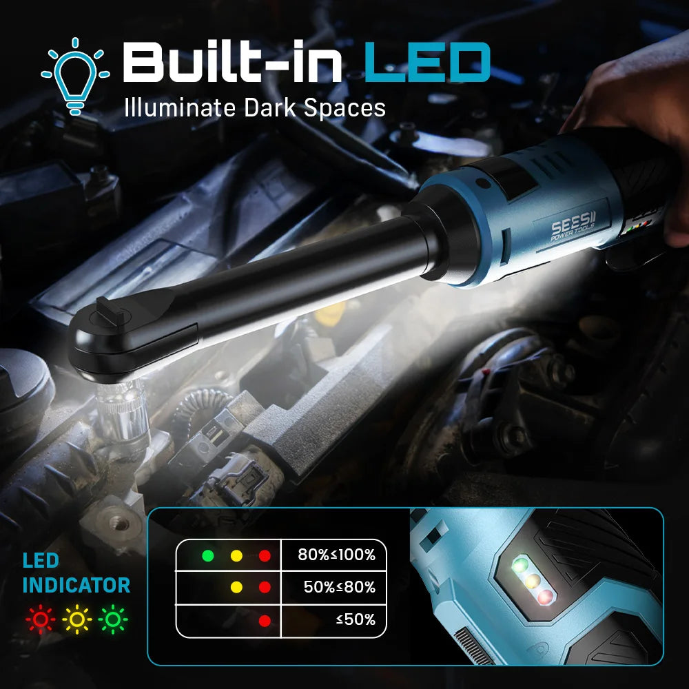Seesii 12V Cordless Electric Wrench 55Nm Dual Battery Kit