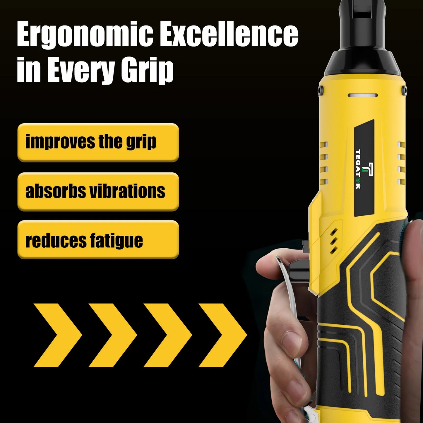 TEGATOK 20V Cordless Electric Ratchet Wrench For Car Repair