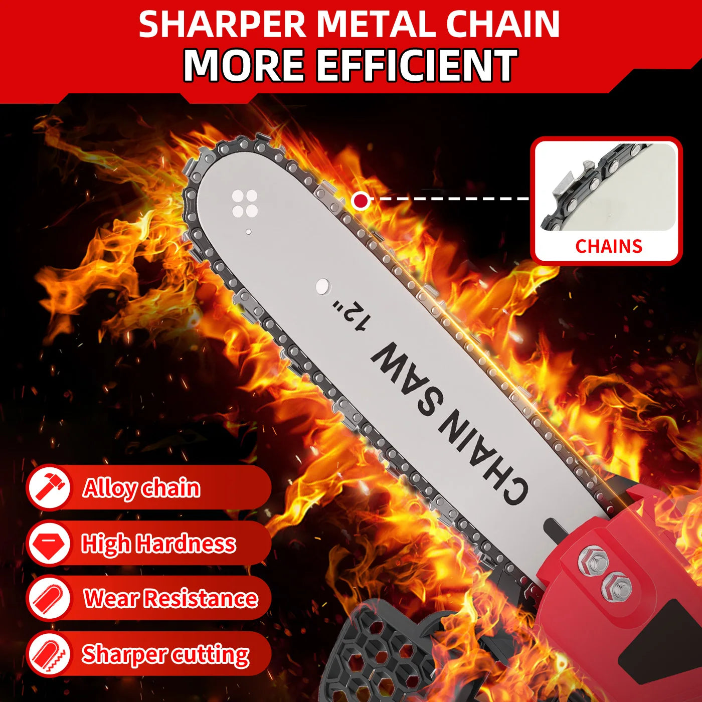 Brushless Chainsaw 950W 21V Handheld with Rechargeable Battery and Charger