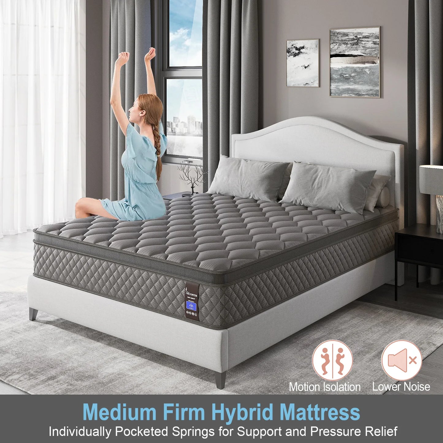 Viscountess Hybrid Mattress in a Box With Pocket Springs and Memory Foam