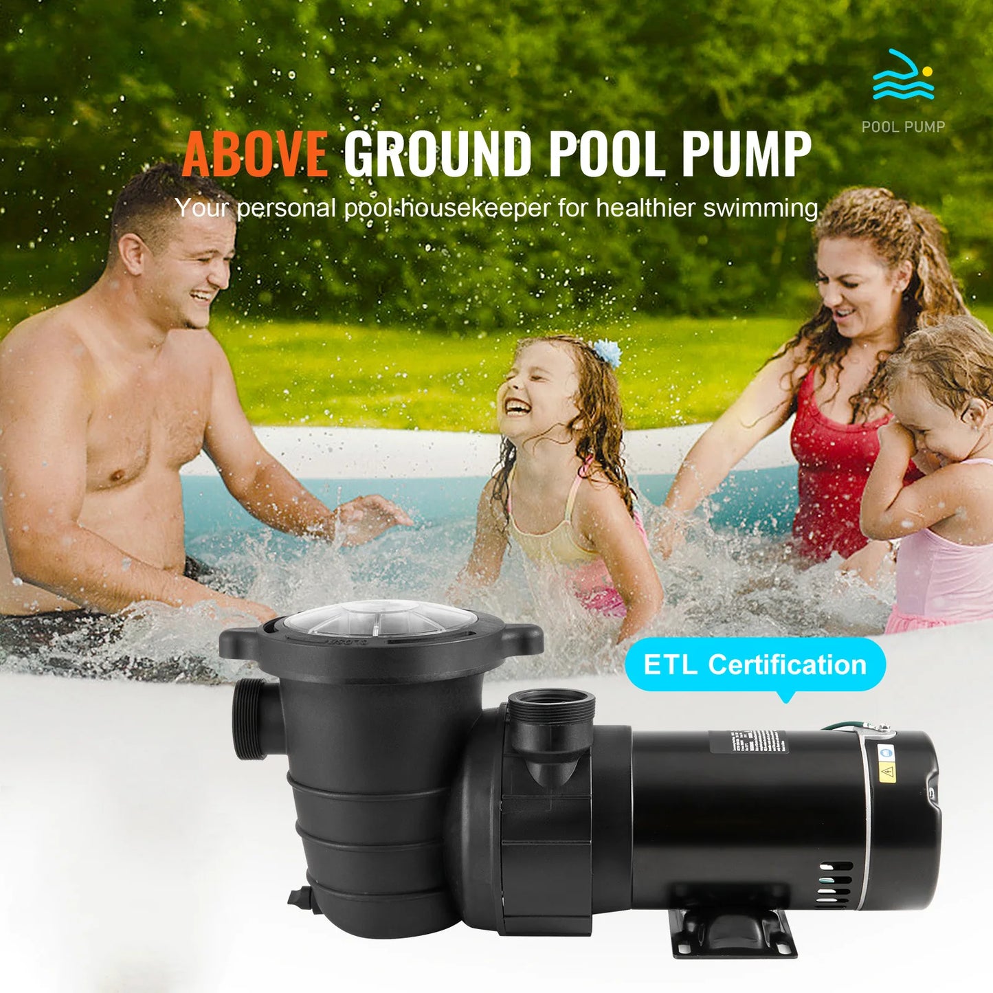 SucceBuy Above Ground Pool Pump 1HP 2HP With Filter Basket