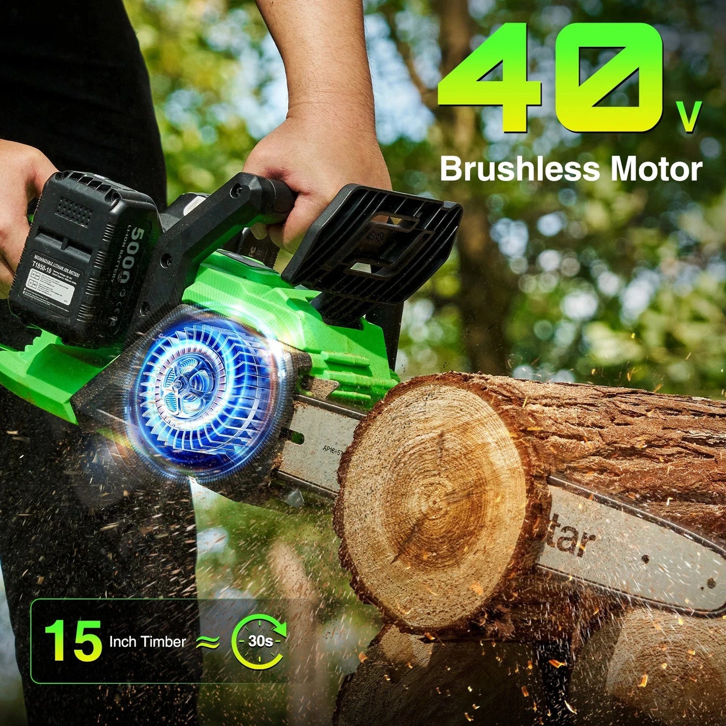 TaskStar 40V Cordless Chainsaw With Auto Oiling 2 5.0Ah Batteries