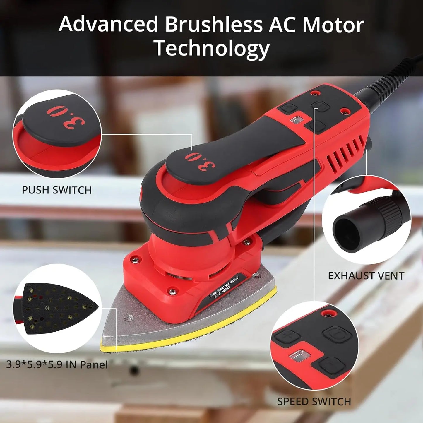 TWISTER.CK 350W Brushless Detail Sander Mouse Grinder 4000 To 10000rpm