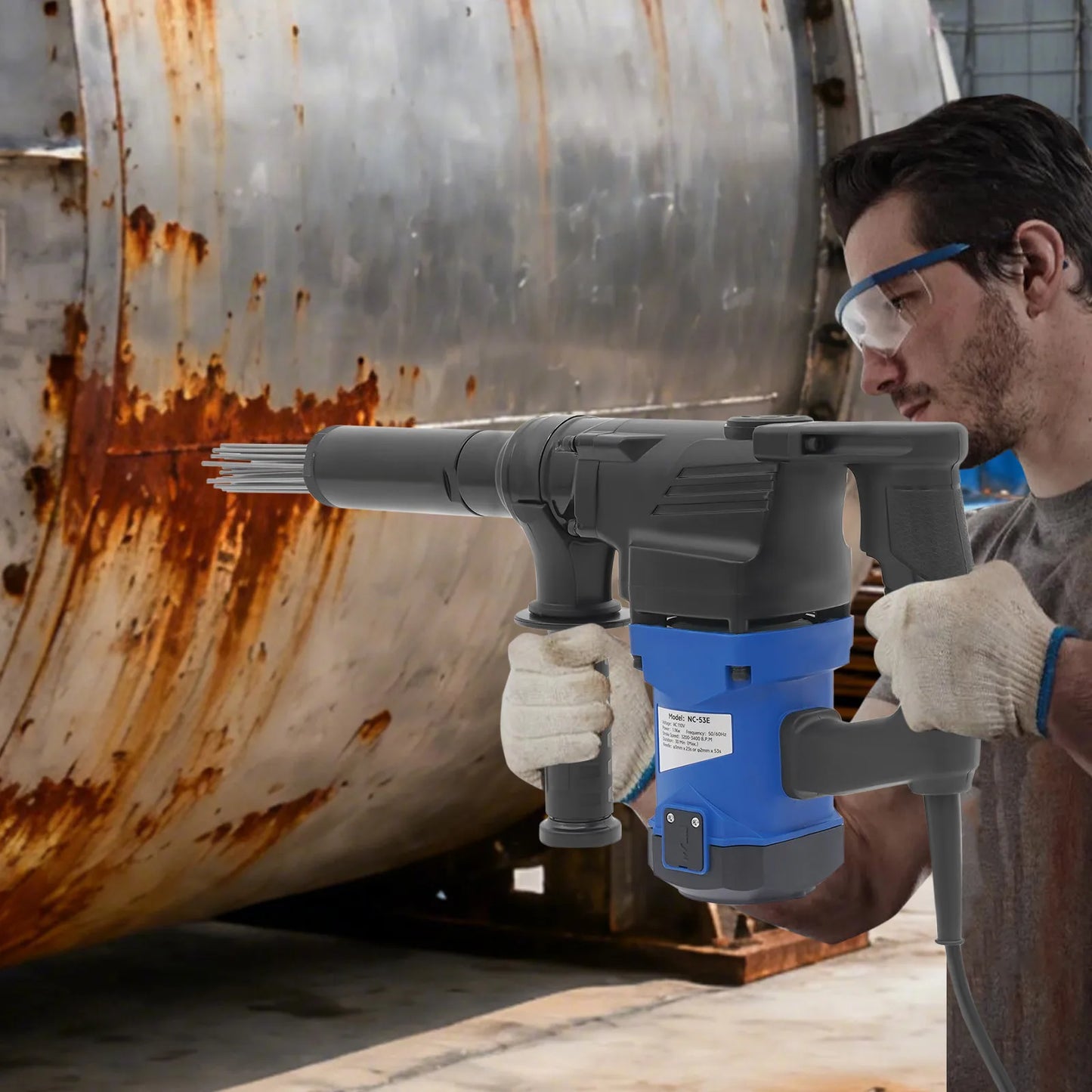 Electric Needle Scaler 110V 1100W Industrial Rust Removal Tool