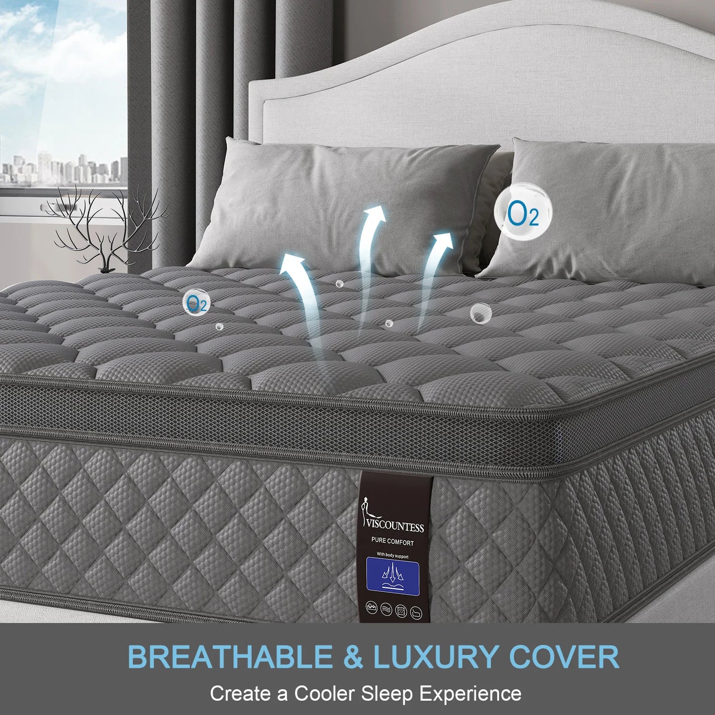 Viscountess Hybrid Mattress in a Box With Pocket Springs and Memory Foam