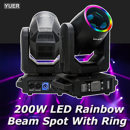 Yuer 200W LED Moving Head Light With Ring Beam Spot